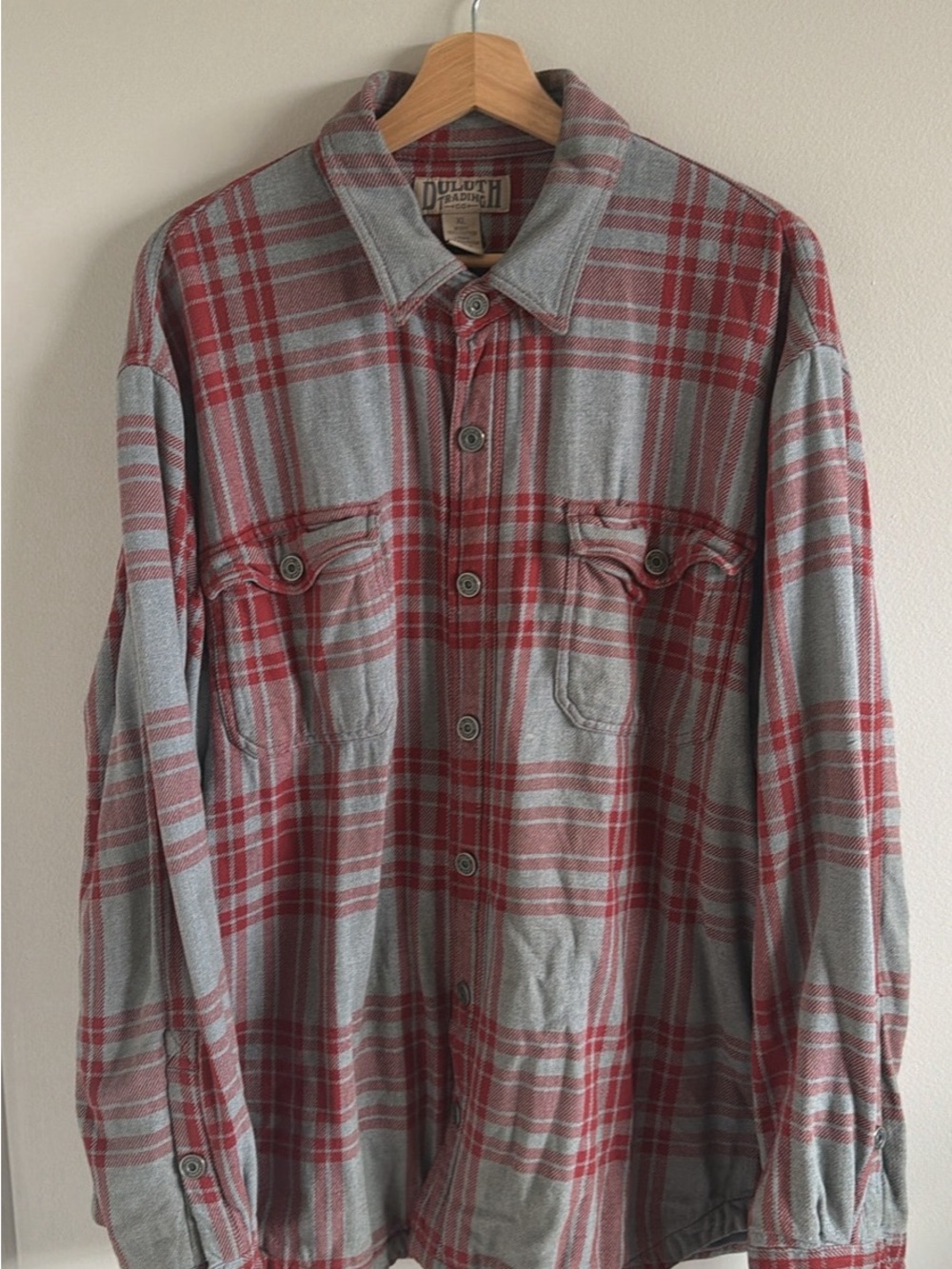 Duluth Trading Co Men’s Red Plaid Button-Up Jacket